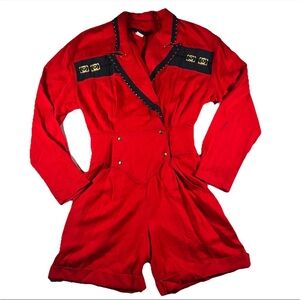 Vintage Mesmerize By Kami Kam Red Romper M 80s Glam Rock Avant Garde Retro